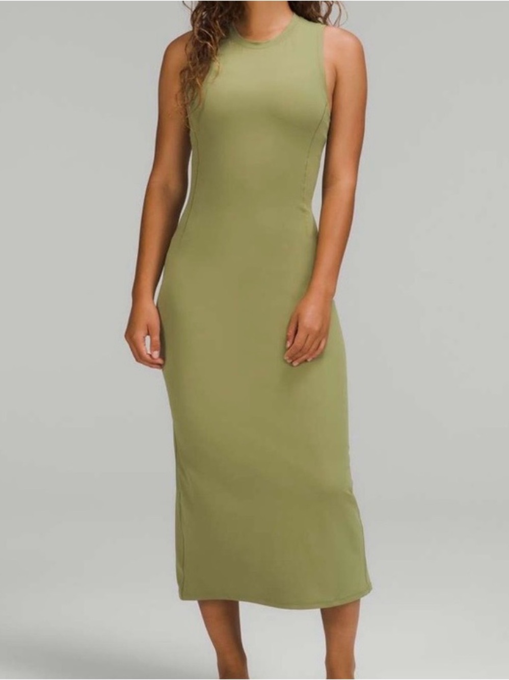 Lululemon All Aligned midi dress bronzed green size 6